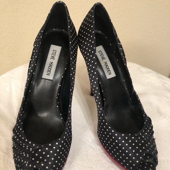Steve Madden Black and White Polka Dot Heels - Picture 2 of 7